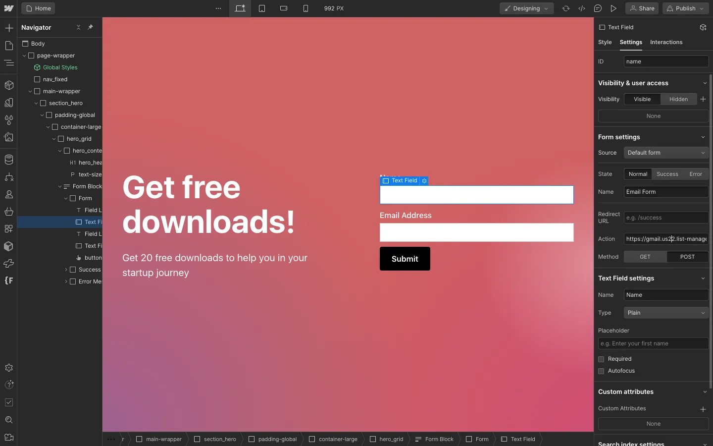 6) Connecting Form to MailChimp