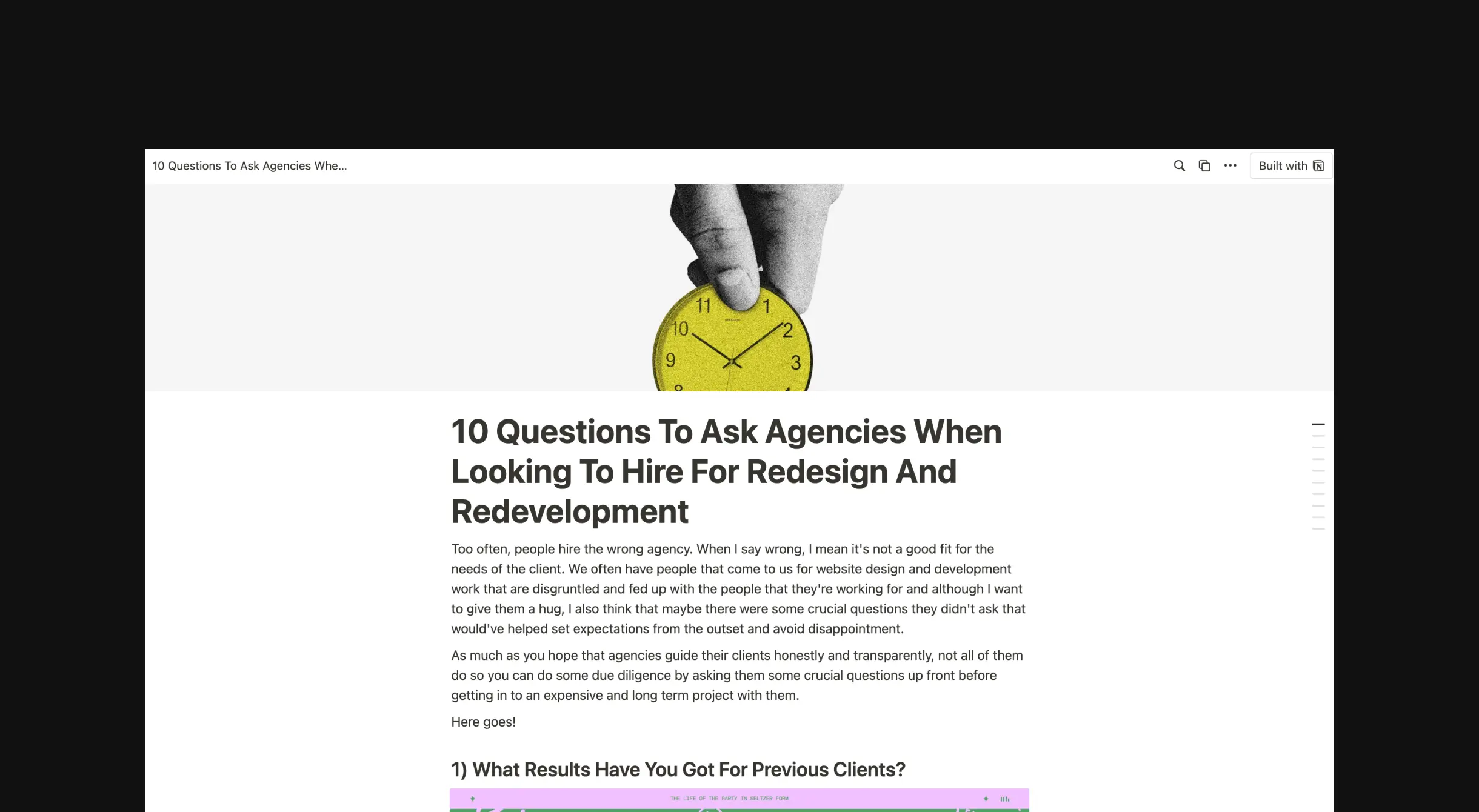 Agency Question Checklist
